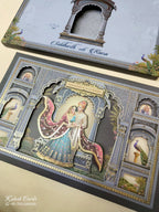 KLB953 Blue Bride Groom Laser Cut Padded Thick Wedding Card (2 Page & Couple Name Wooden Plate)