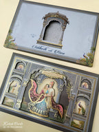 KLB953 Blue Bride Groom Laser Cut Padded Thick Wedding Card (2 Page & Couple Name Wooden Plate)