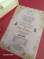 KL2142 Luxury Translucent Scroll Wedding Card with Matching Box Cover and Personalised Band-Kalash Cards