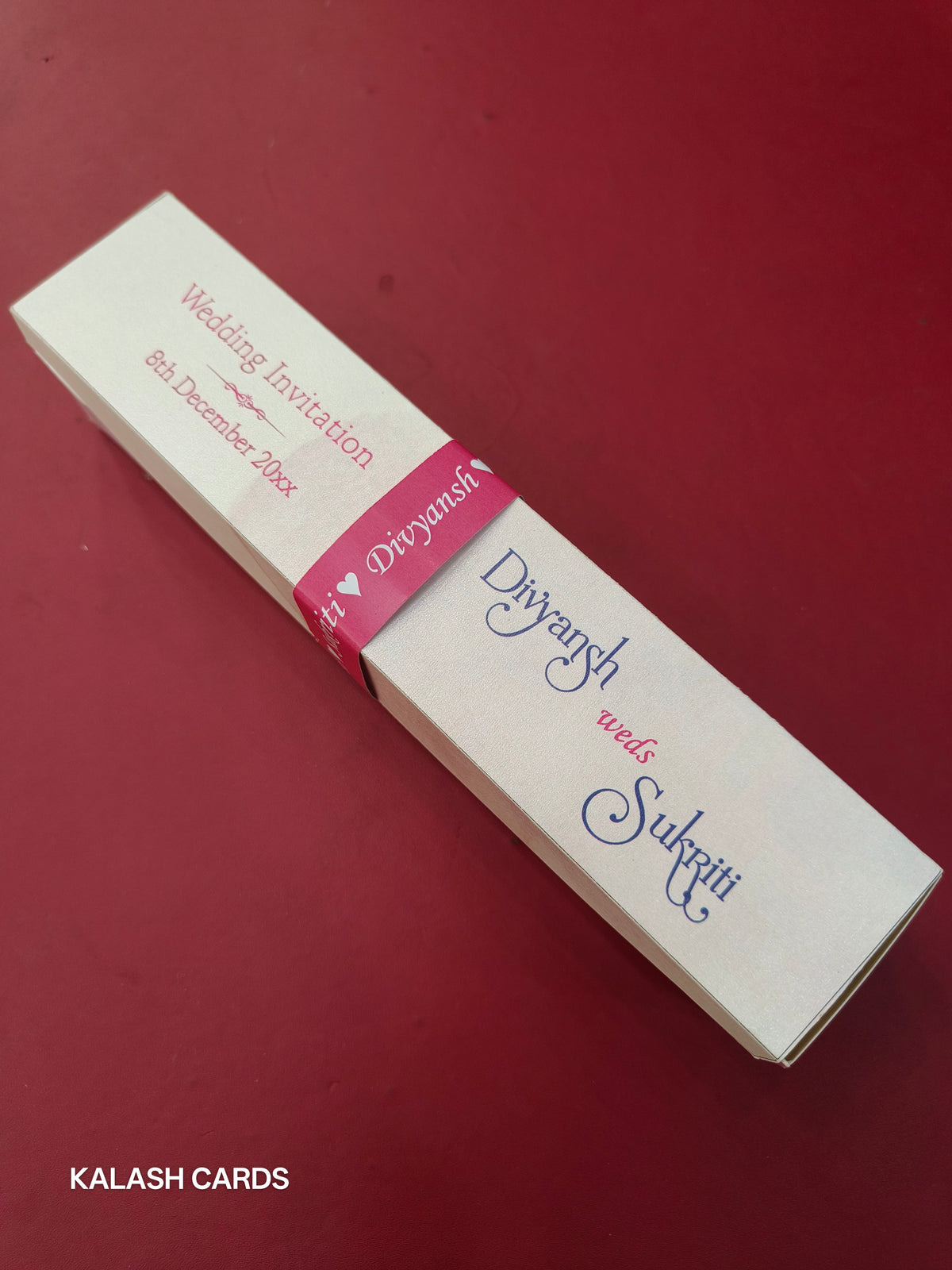 KL2143 Luxury Translucent Scroll Wedding Card with Matching Box Cover and Personalised Band-Kalash Cards
