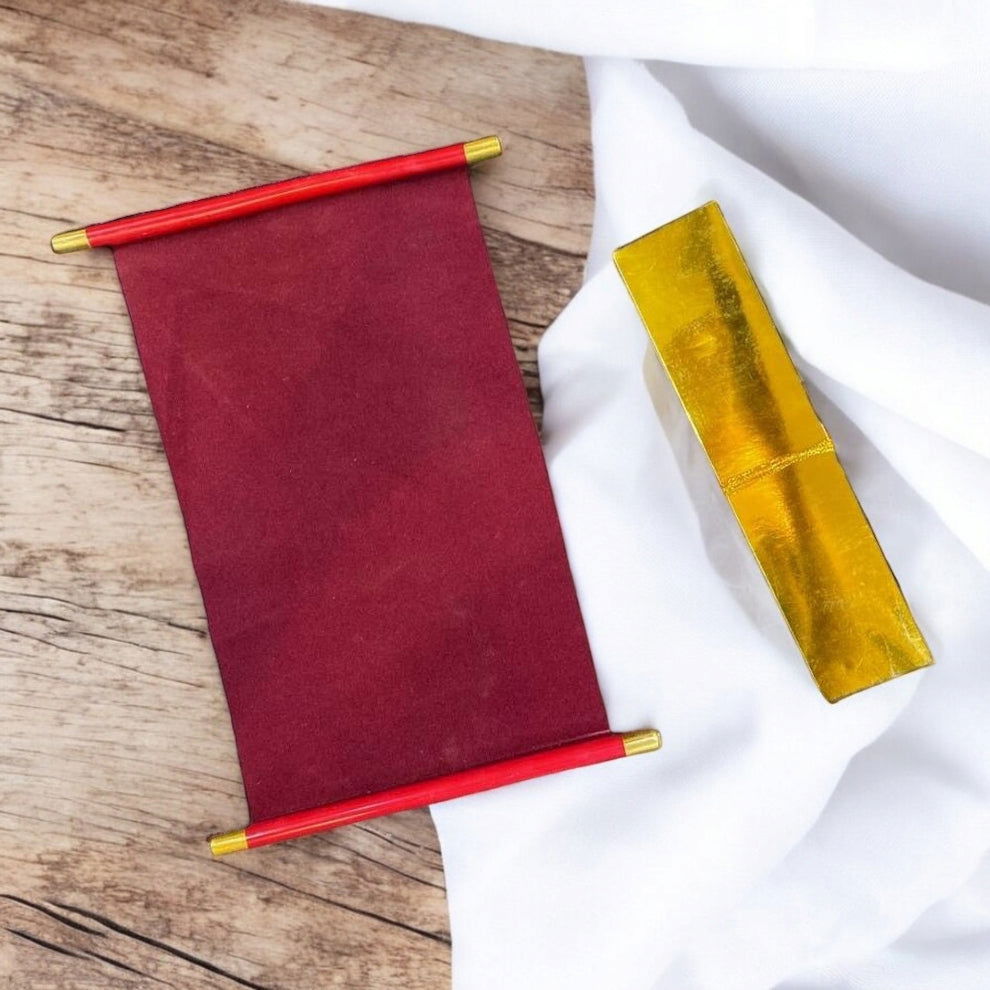 KL18 Velvet Fabric Scroll Wedding Card with Box - Kalash Cards