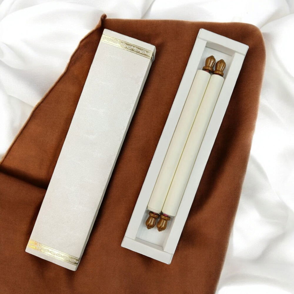 KL29 Satin Fabric Scroll Wedding Card with Box - Kalash Cards