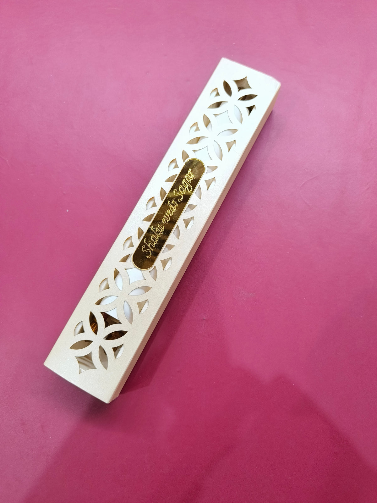 KL32 Premium Satin Fabric Scroll Wedding Card with Laser Cut Box and Couple Name Mirror-Kalash Cards