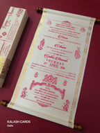 KL35 Satin Fabric Scroll Wedding Card-Kalash Cards