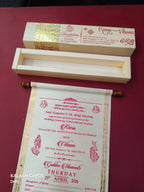 KL35 Satin Fabric Scroll Wedding Card-Kalash Cards