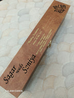 KL27 Velvet Fabric Scroll Wedding Card With Laser Cut Wooden Box and Designer Plastic Holder-Kalash Cards