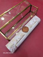 KL32 Floral Border Design Premium Gold Foil Paper Scroll Wedding Card with Luxury Transparent Glass Metal Box-Kalash Cards