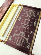 KLS307 Satin Fabric Scroll Wedding Card with Box-Kalash Cards
