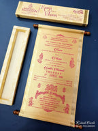 KLS311 Satin Fabric Scroll Wedding Card with Box-Kalash Cards