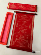 KLS313 Velvet Fabric Scroll Wedding Card with Box-Kalash Cards