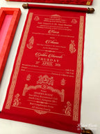 KLS313 Velvet Fabric Scroll Wedding Card with Box-Kalash Cards