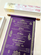 KLS314 Satin Fabric Scroll Wedding Card with Box-Kalash Cards