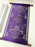 KLS314 Satin Fabric Scroll Wedding Card with Box-Kalash Cards