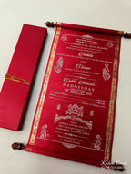 KLS315 Satin Fabric Scroll Wedding Card with Box-Kalash Cards