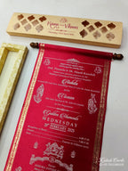 KLS323 Velvet Fabric Scroll Wedding Card with Box-Kalash Cards