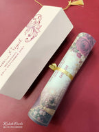 KLS345 Rose Floral Design Pink Color Translucent Scroll Wedding Card