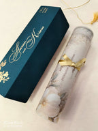 KLS347 Floral Design Blue Green Color Translucent Scroll Wedding Card