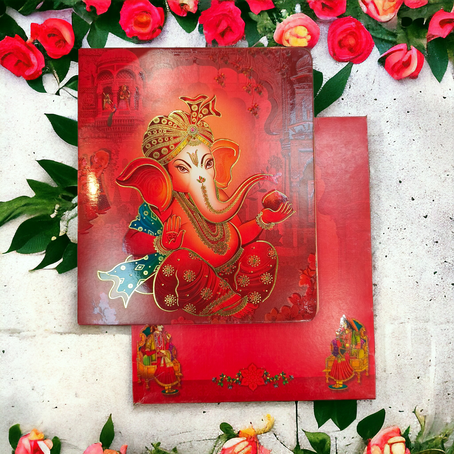 KL0161 Ganesh Semi Box Paper Wedding Card-Kalash Cards
