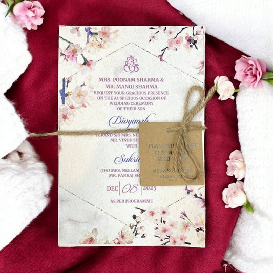 KL2143 Plantable Seed Paper Wedding Card (2 Inserts)-Kalash Cards