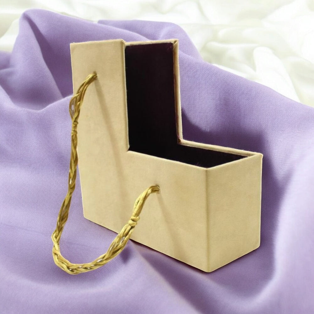 KL9026B Velvet Fabric MDF Mithai & Dry Fruit Box with L Shape Carry Bag Style Box Holder-Kalash Cards