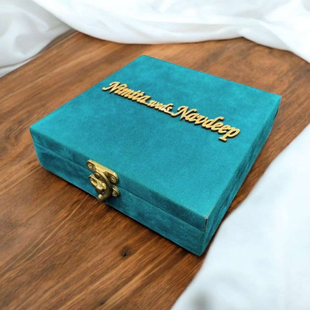 KL9024B Small Velvet Fabric MDF Wedding Invitation Box Card-Kalash Cards