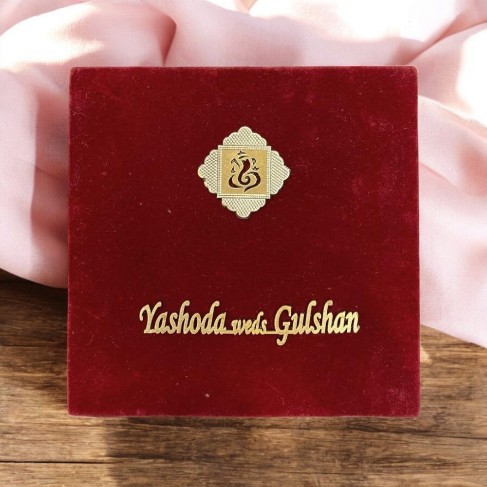 KL9046B Velvet Fabric MDF Dry Fruit Gift Box with 2 Printed Card Inserts (2 Jars)-Kalash Cards