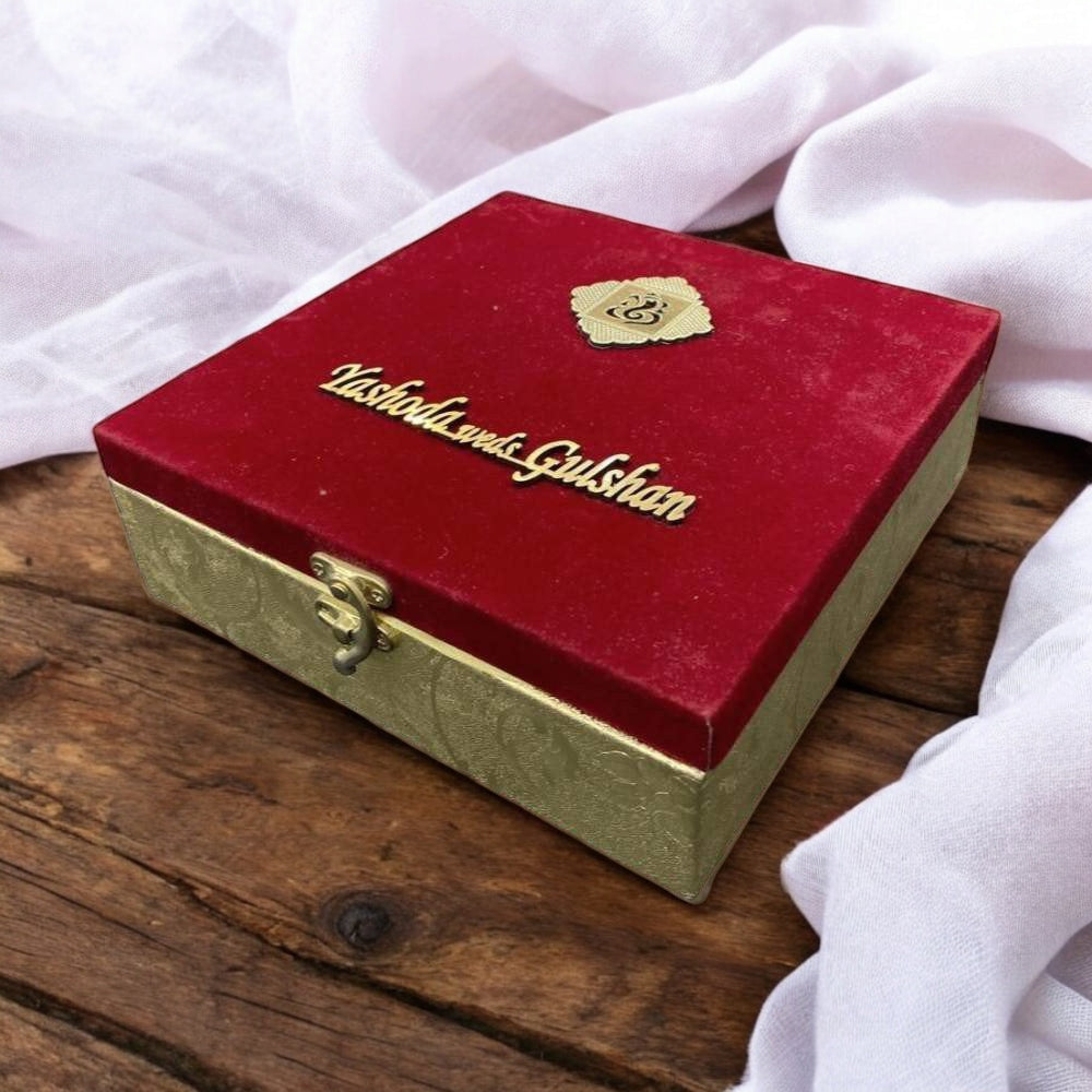 KL9046B Velvet Fabric MDF Dry Fruit Gift Box with 2 Printed Card Inserts (2 Jars)-Kalash Cards