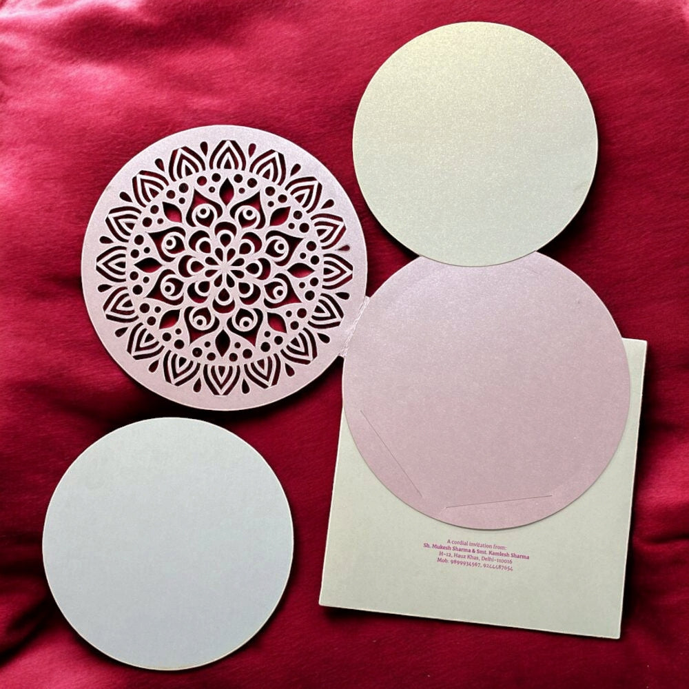 KL8006-4 Laser Cut Paper Wedding Card with 2 Card Inserts & 1 Envelope-Kalash Cards