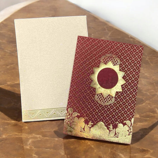 KL0122 Foil Print Paper Wedding Card-Kalash Cards