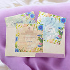 KL2034S1 Floral Design Premium Paper Wedding Card with 2 Inserts and Envelope-Kalash Cards