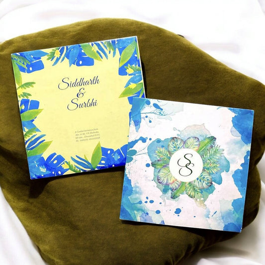 KL2028S1 Tropical Floral Design Premium Paper Wedding Card with 2 Inserts and Envelope-Kalash Cards