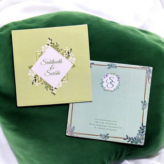 KL2022S1 Floral Frame Design Premium Paper Wedding Card with 2 Inserts and Envelope l-Kalash Cards