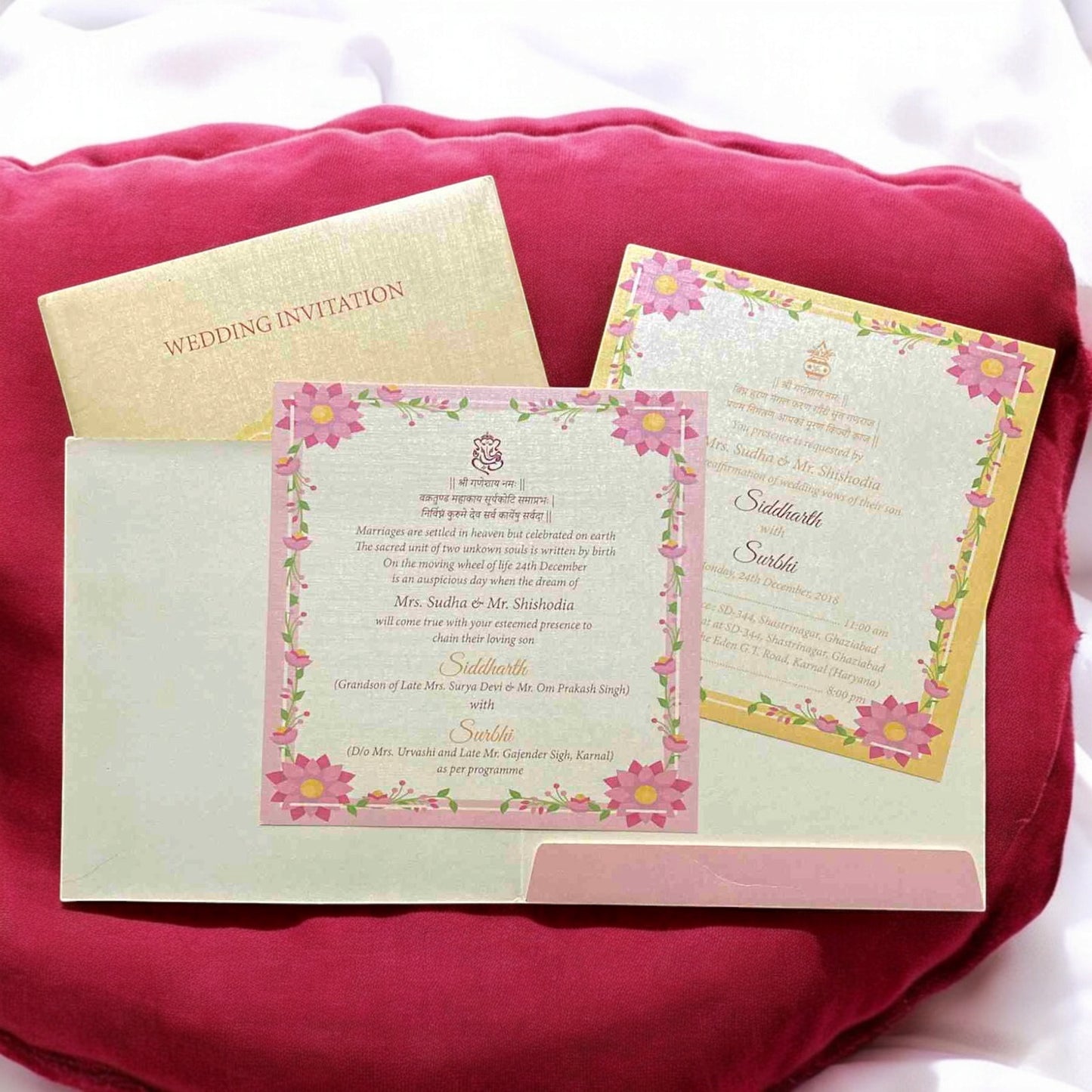 KL2015S1 Couple Design Premium Paper Wedding Card with 2 Inserts and Envelope-Kalash Cards