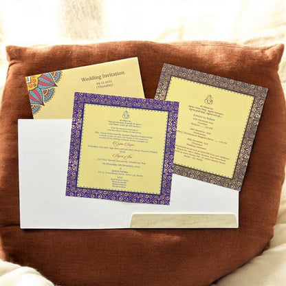 KL2001S1 Mandala Design Premium Paper Wedding Card with 2 Inserts and Envelope-Kalash Cards