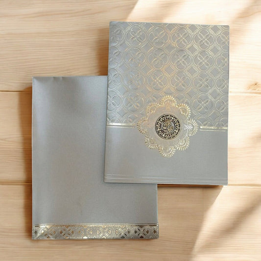 KL0256 Semi Box Perfume Embossed Paper Wedding Card with 2 Inserts & Envelope-Kalash Cards