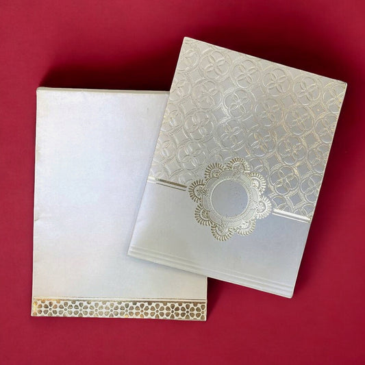 KL0255 Semi Box Perfume Embossed Paper Wedding Card with 2 Inserts and Envelope-Kalash Cards