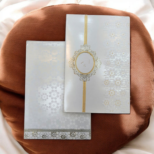 KL0248 Semi Box Embossed Paper Wedding Card with 2 Inserts and Envelope-Kalash Cards