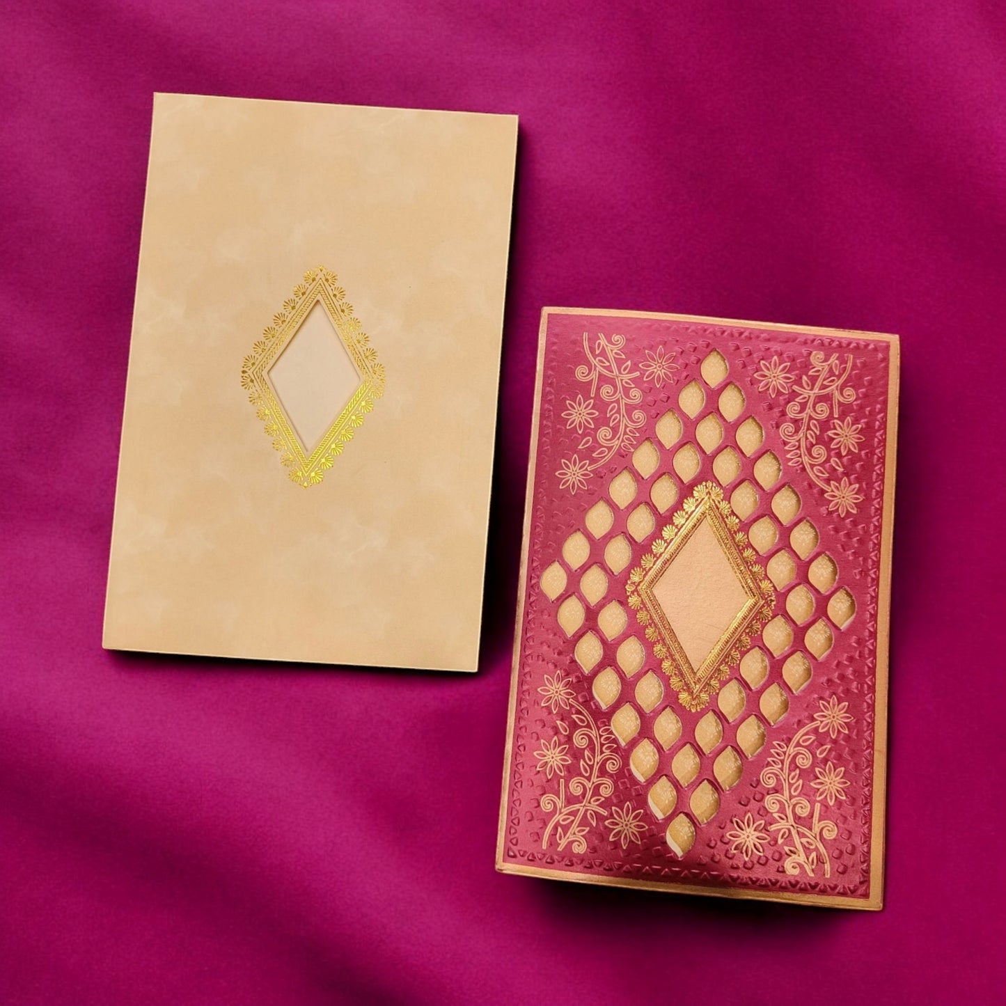 KL0232 Laser Cut Paper Wedding Card with 2 Inserts and Envelope-Kalash Cards