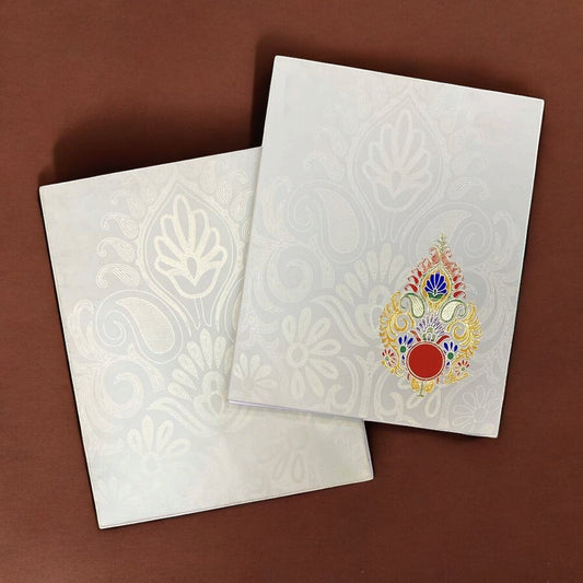 KL0201 Traditional Indian Design Semi Box Premium Paper Wedding Card with 2 Inserts and Envelope-Kalash Cards