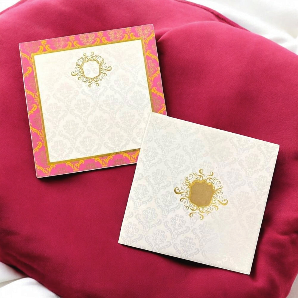 KL01001S1 Elegant Traditional Design Hardbound Padding Thick Wedding Card with 2 Inserts and Envelope-Kalash Cards