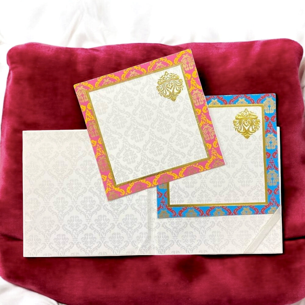 KL01001S1 Elegant Traditional Design Hardbound Padding Thick Wedding Card with 2 Inserts and Envelope-Kalash Cards