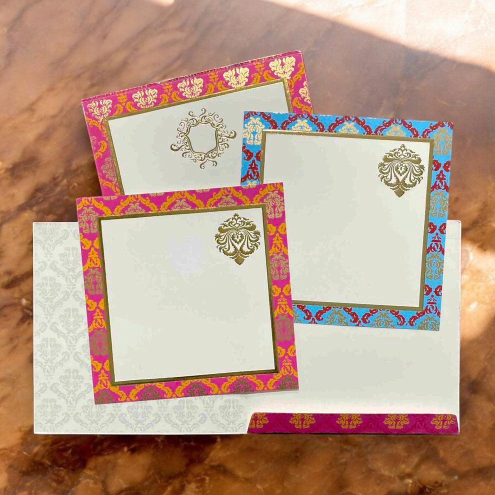 KL01001S2 Traditional Design Paper Wedding Card with 2 Inserts and Envelope-Kalash Cards