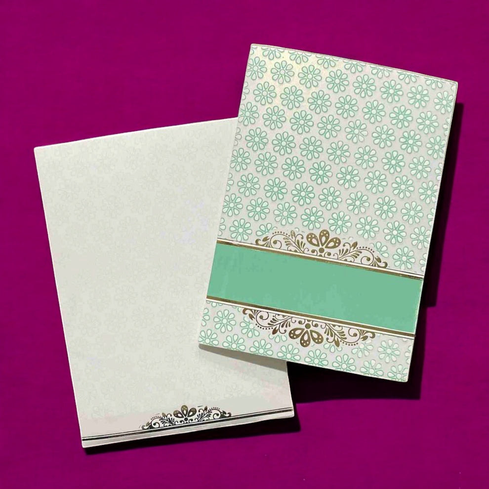 KL010093 Floral Design Semi Box Paper Wedding Card with 2 Inserts and Envelope-Kalash Cards