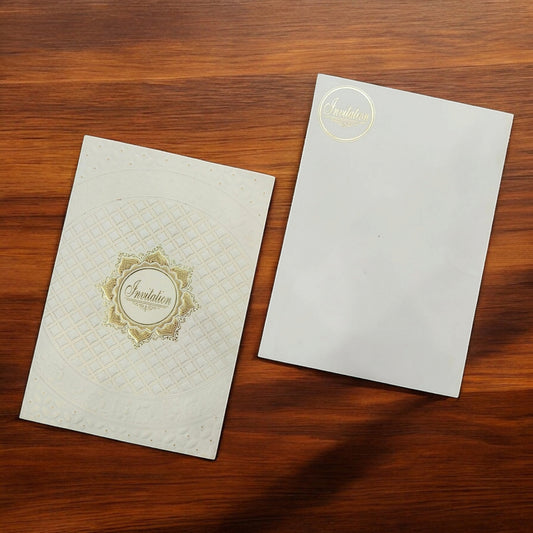 KL0108 Invitation Frame Design Embossed Paper Wedding Card with 2 Inserts and Envelope-Kalash Cards