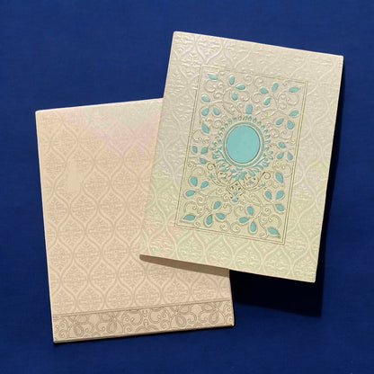 KL0131 Floral Design Semi Box Paper Wedding Card with 2 Inserts and Envelope-Kalash Cards