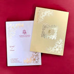 KL011V1 Minimal Floral Design Hardbound Padding Thick Wedding Card with 2 Inserts and Envelope-Kalash Cards