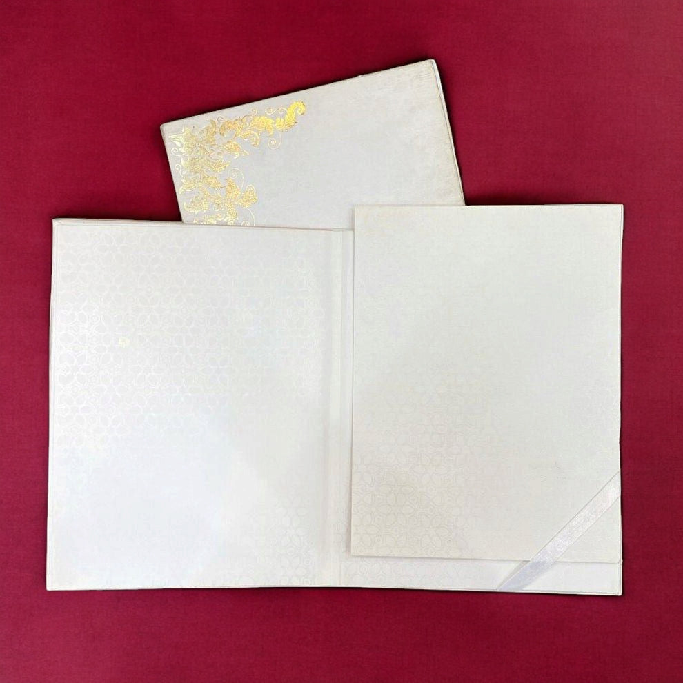 KL011V1 Minimal Floral Design Hardbound Padding Thick Wedding Card with 2 Inserts and Envelope-Kalash Cards