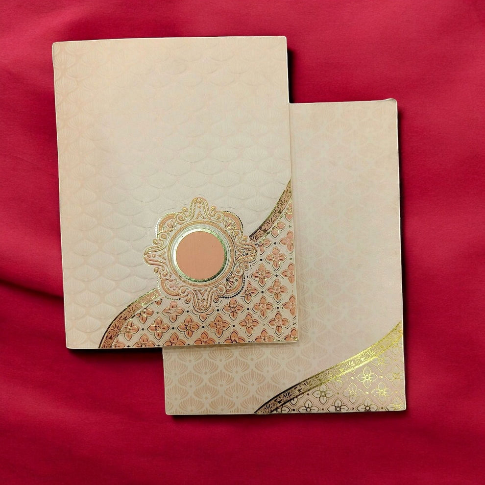 KL0135 Floral Design Semi Box Embossed Paper Wedding Card with 2 Inserts and Envelope-Kalash Cards