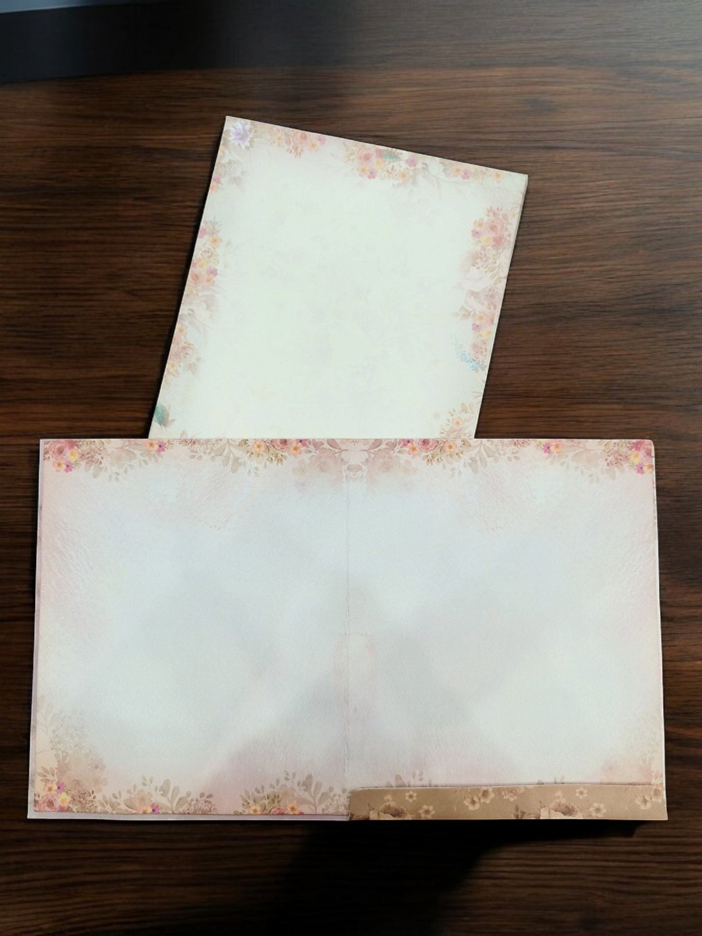 KL0149 Floral Design Semi Box Paper Wedding Card with 2 Inserts and Envelope-Kalash Cards