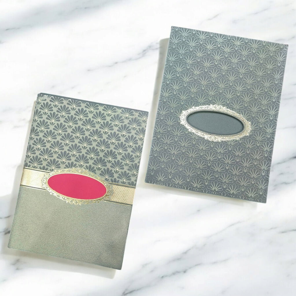 KL0150 Floral Design Semi Box Embossed Paper Wedding Card with 2 Inserts and Envelope-Kalash Cards